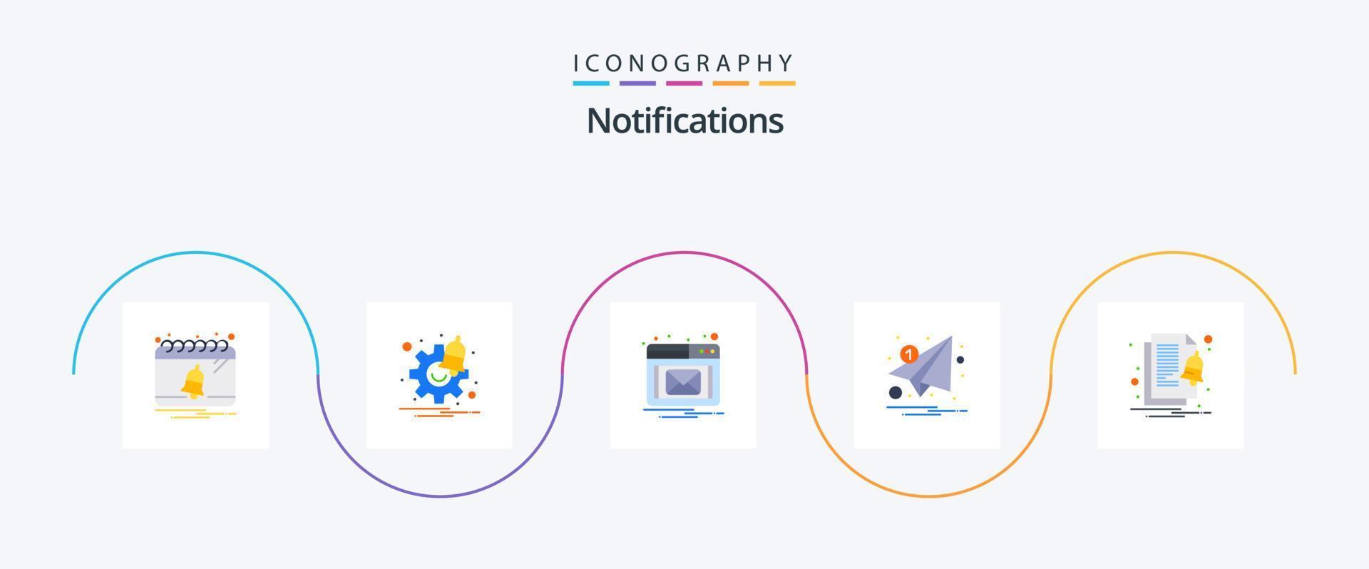 Notifications Flat 5 Icon Pack Including file. paper. email. notification. letter vector