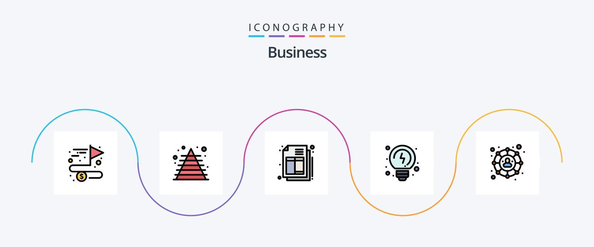 Business Line Filled Flat 5 Icon Pack Including . social. bill. connections. solutions vector
