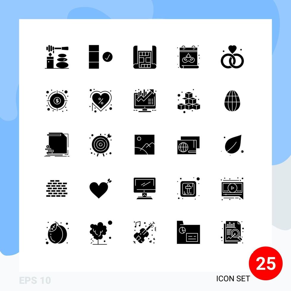 25 Creative Icons Modern Signs and Symbols of finance v construction rings date Editable Vector Design Elements