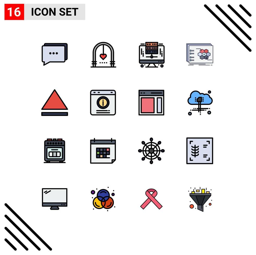 Flat Color Filled Line Pack of 16 Universal Symbols of eject tactic computer strategy game Editable Creative Vector Design Elements