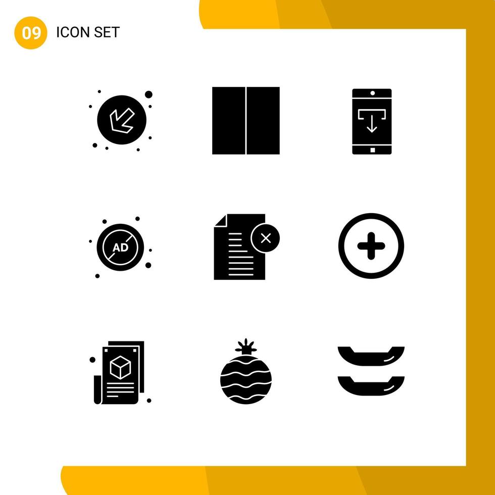 9 Solid Glyph concept for Websites Mobile and Apps delete note delete mobile protection advertising Editable Vector Design Elements
