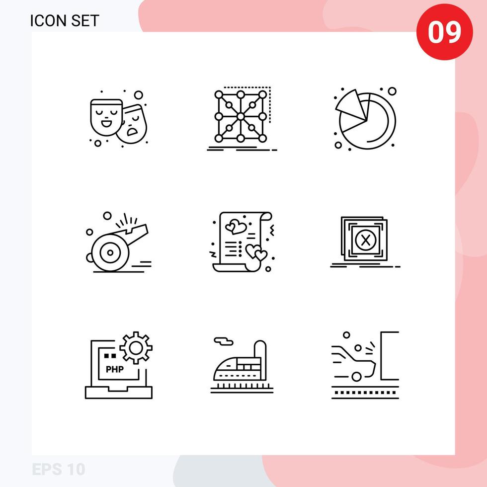 User Interface Pack of 9 Basic Outlines of card soccer complex referee whistle Editable Vector Design Elements