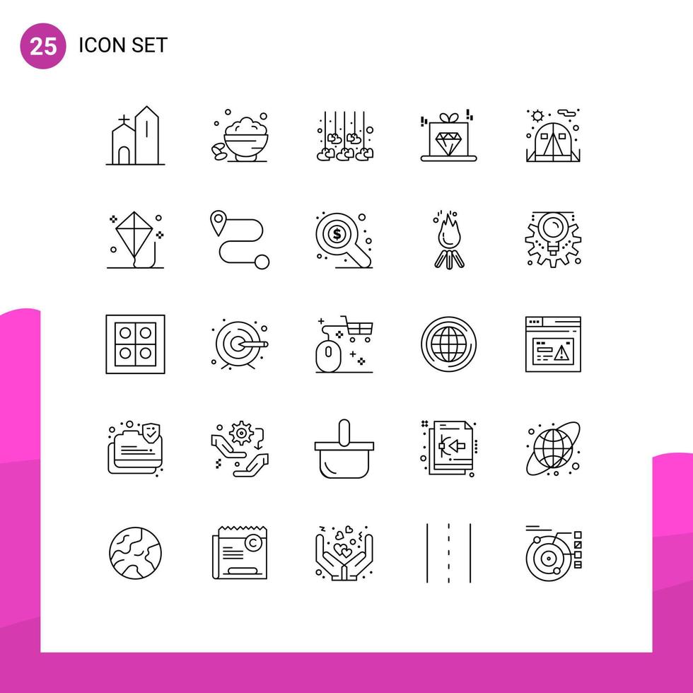 Pack of 25 Modern Lines Signs and Symbols for Web Print Media such as rate marketing fast diamond love Editable Vector Design Elements