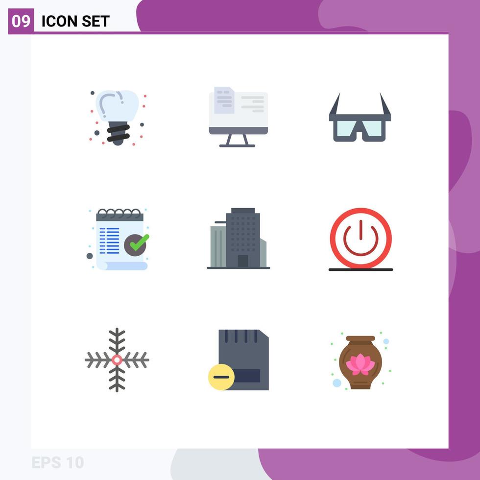 User Interface Pack of 9 Basic Flat Colors of office ok eyewear mark checklist Editable Vector Design Elements