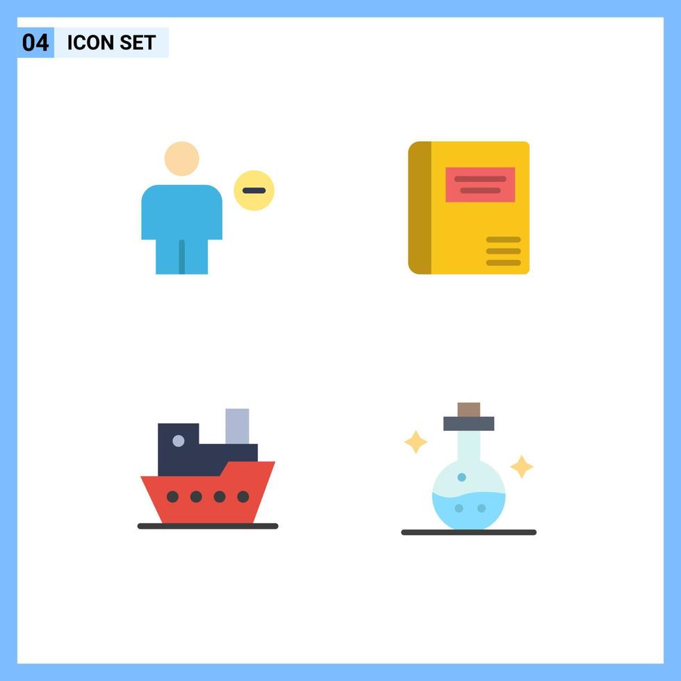 Set of 4 Commercial Flat Icons pack for avatar ship human education steamship Editable Vector Design Elements