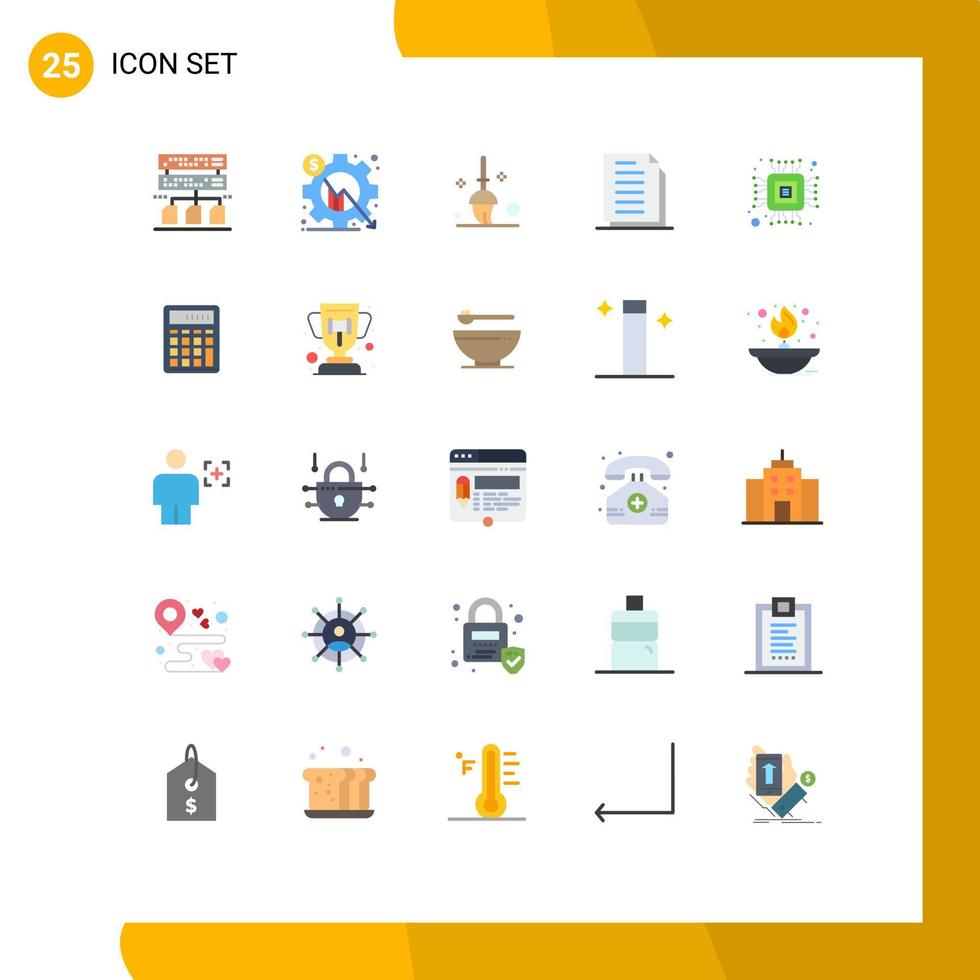 Flat Color Pack of 25 Universal Symbols of computer paper bucket files document Editable Vector Design Elements