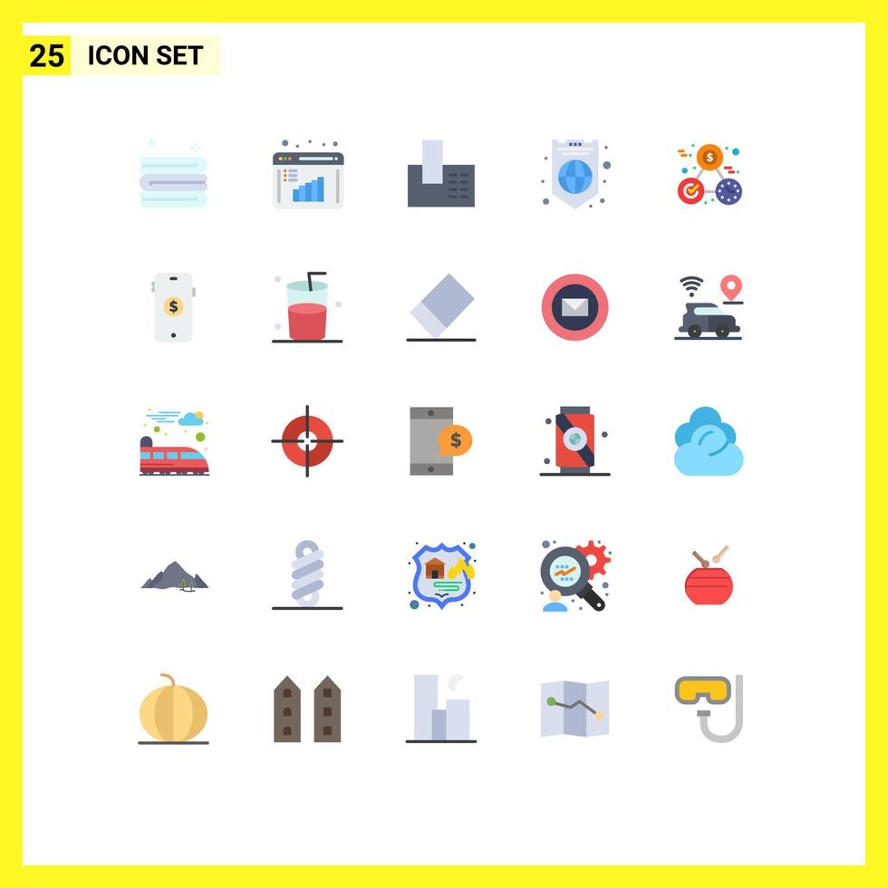 Universal Icon Symbols Group of 25 Modern Flat Colors of time clock call shield internet Editable Vector Design Elements