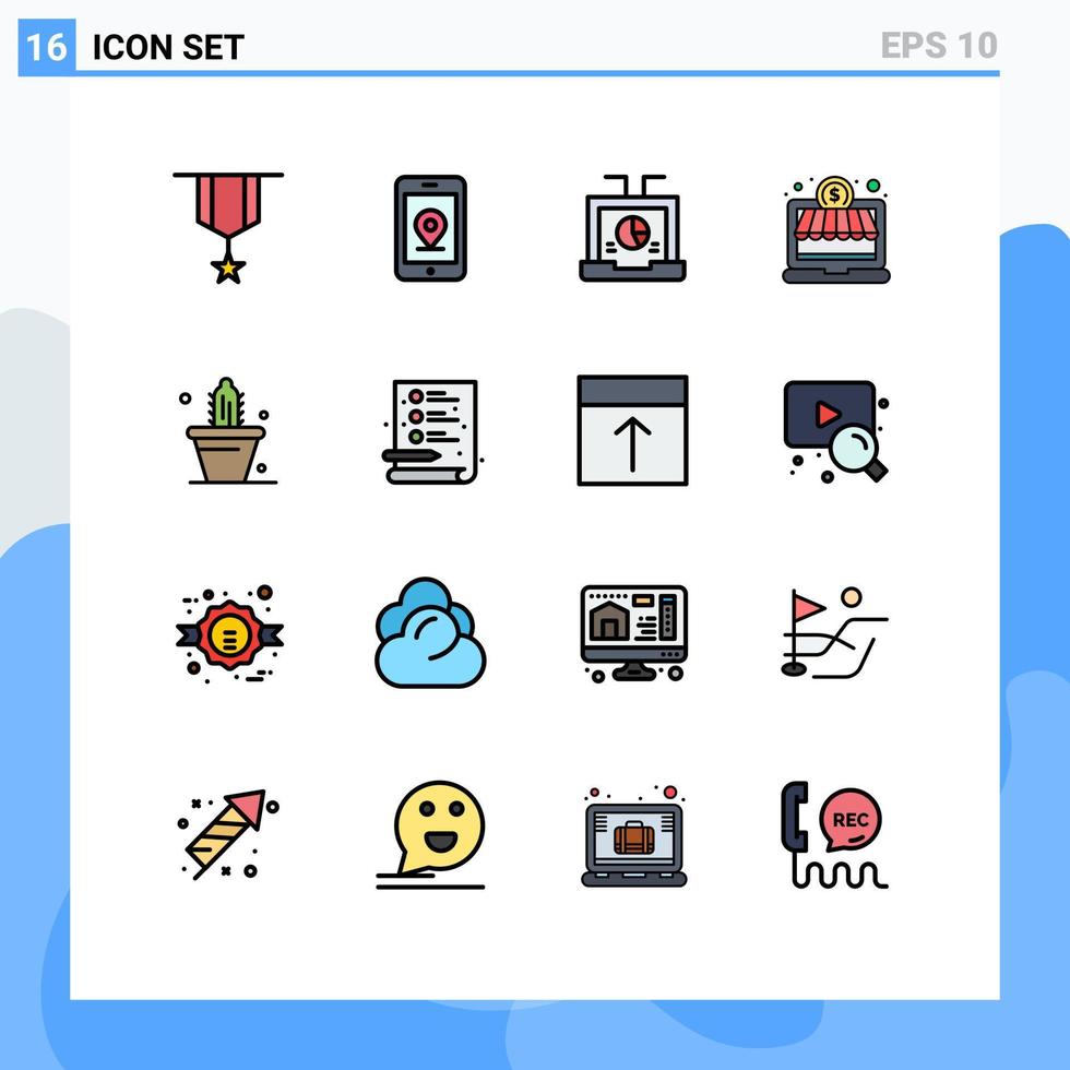 conjunto de 16 iconos de interfaz de usuario modernos símbolos signos para naturaleza dinero inversión empresarial seo elementos de diseño de vectores creativos editables
