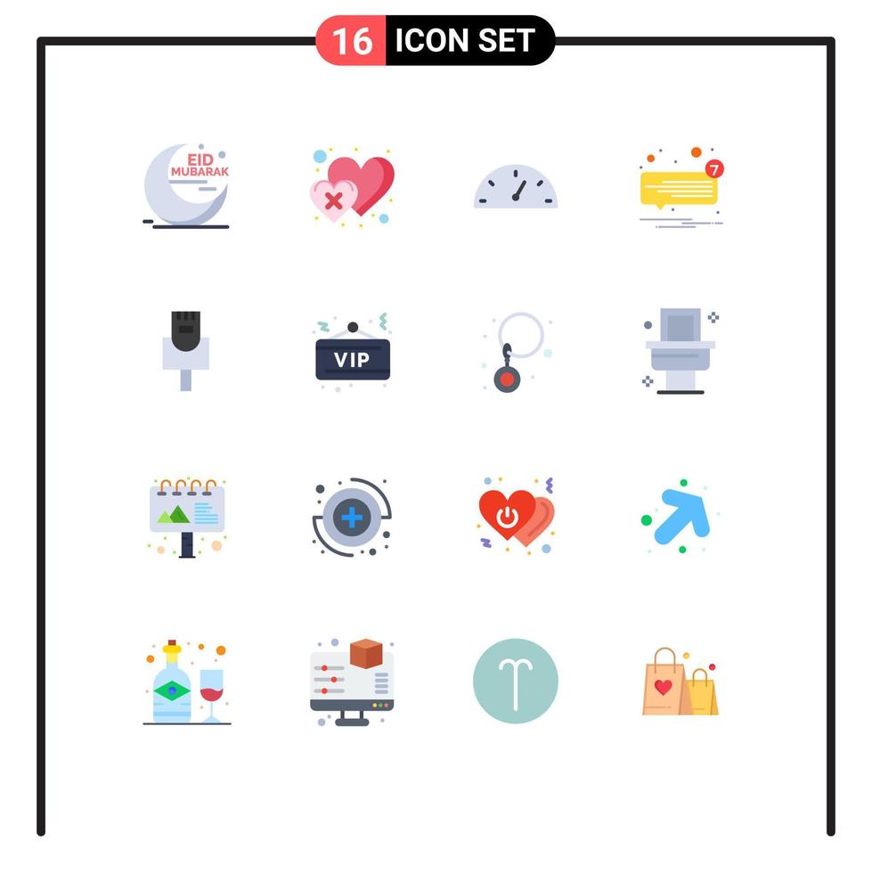 Universal Icon Symbols Group of 16 Modern Flat Colors of cable speech cross sms chat Editable Pack of Creative Vector Design Elements