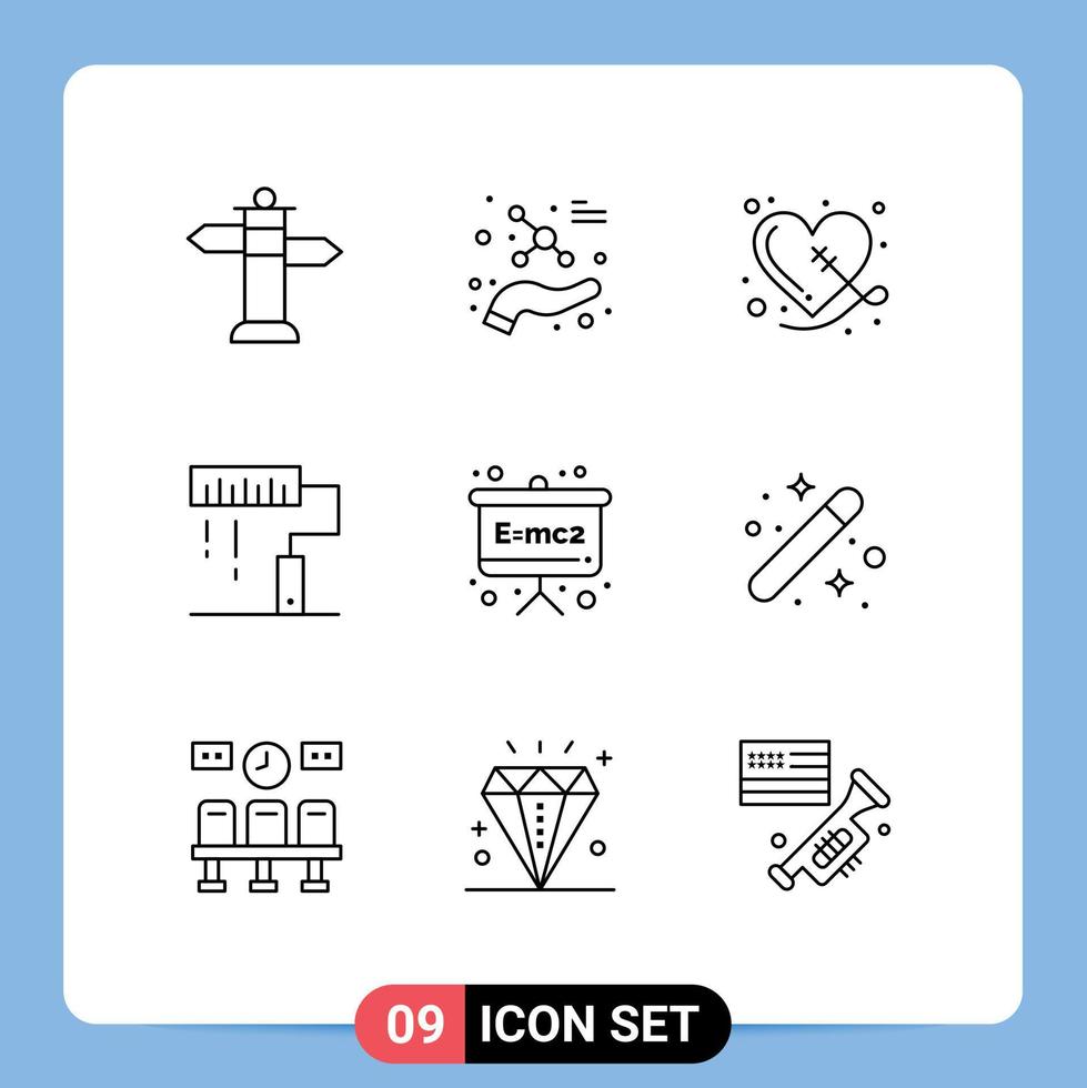 9 Universal Outlines Set for Web and Mobile Applications emc programing heart paint design Editable Vector Design Elements