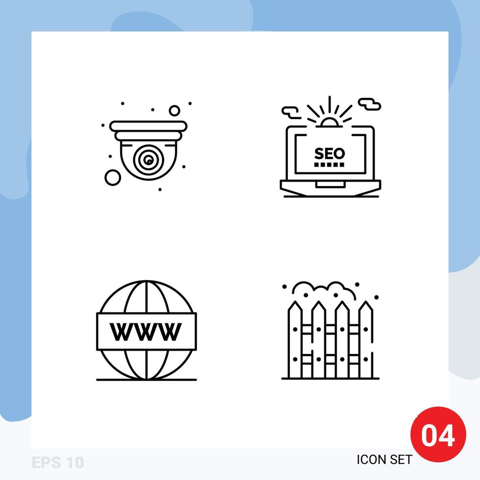 4 Thematic Vector Filledline Flat Colors and Editable Symbols of cam engine web setting search Editable Vector Design Elements