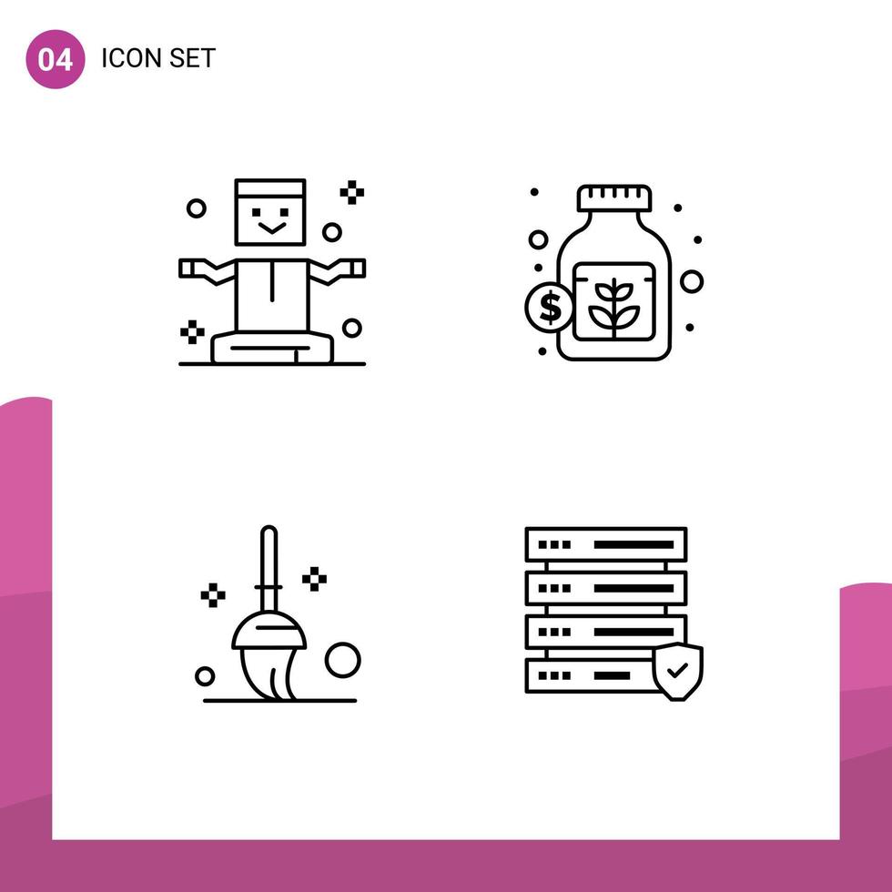 Stock Vector Icon Pack of 4 Line Signs and Symbols for entertainment cleaning magic money data Editable Vector Design Elements