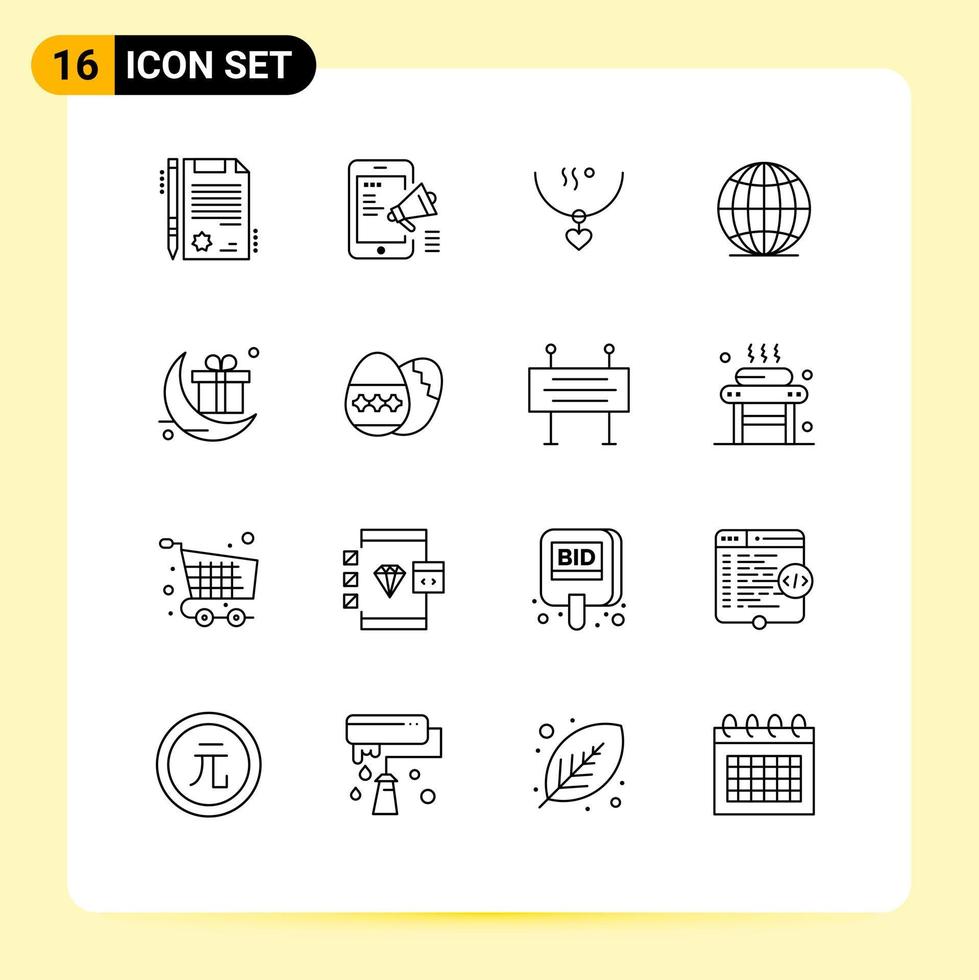 16 Outline concept for Websites Mobile and Apps celebration world amulet globe wedding Editable Vector Design Elements