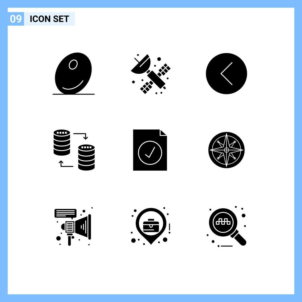 Set of 9 Modern UI Icons Symbols Signs for complete storage media sql database Editable Vector Design Elements