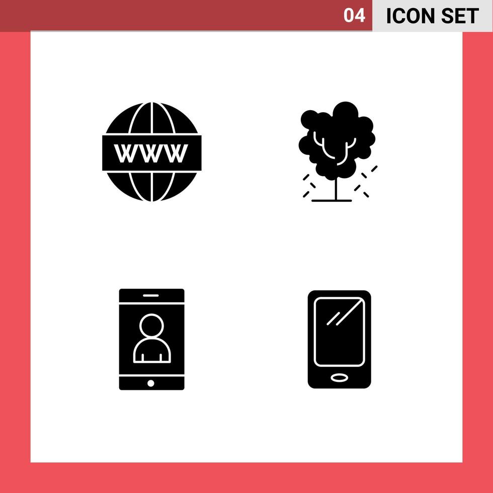 Group of 4 Solid Glyphs Signs and Symbols for engine spring seo apple cell Editable Vector Design Elements