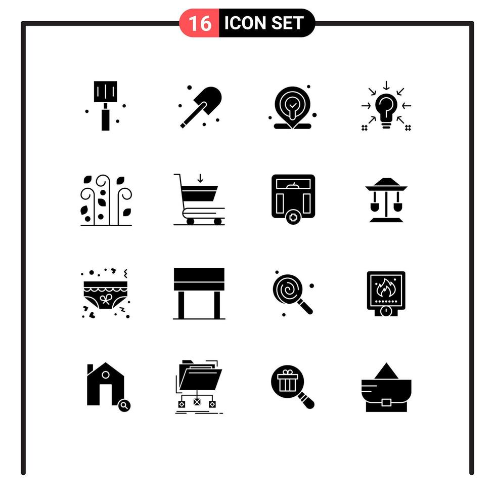 16 Universal Solid Glyph Signs Symbols of leaves suggestion web solution question Editable Vector Design Elements