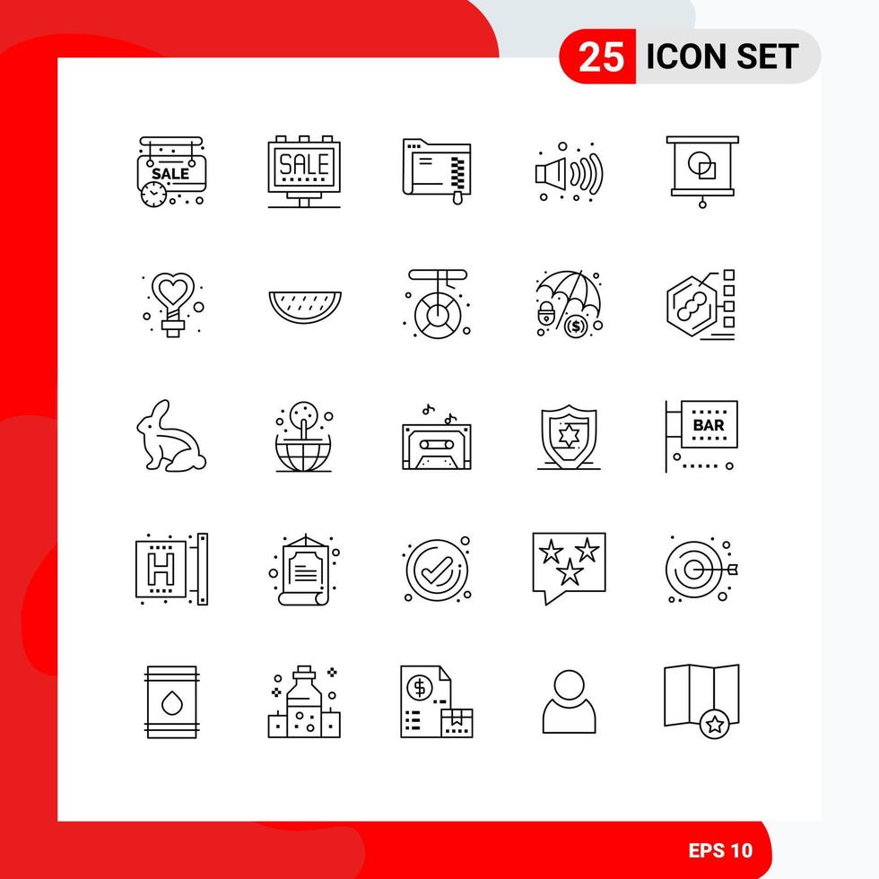 Set of 25 Modern UI Icons Symbols Signs for projector device data pollution gas Editable Vector Design Elements