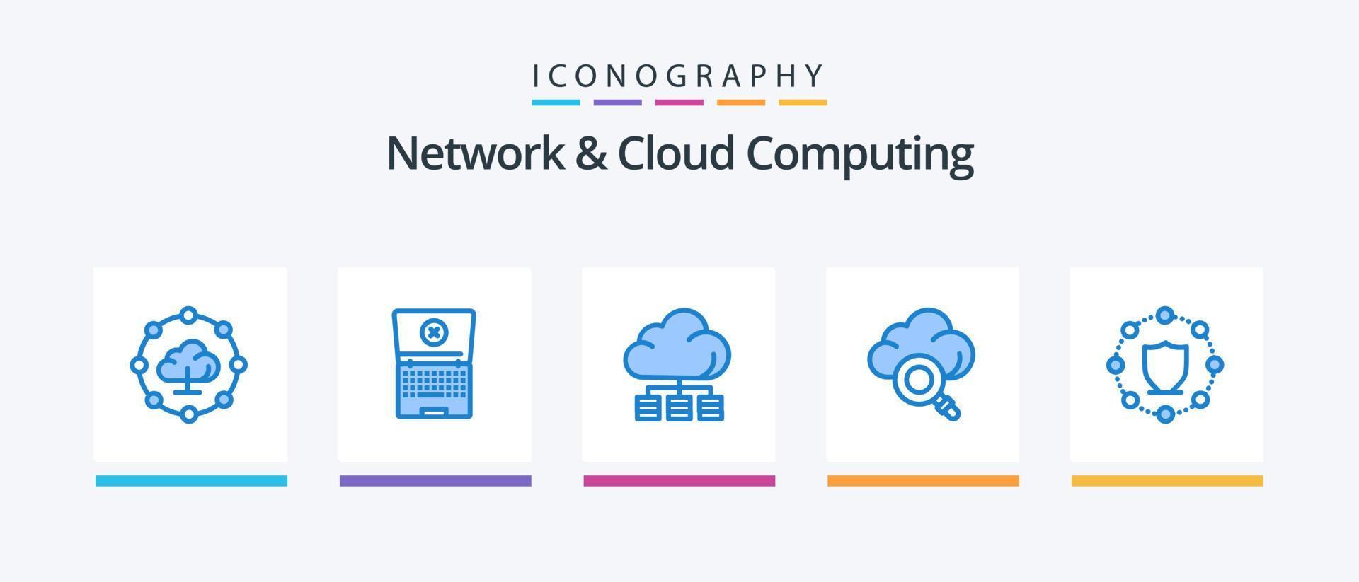 Network And Cloud Computing Blue 5 Icon Pack Including . protection. storage. protect. technology. Creative Icons Design vector