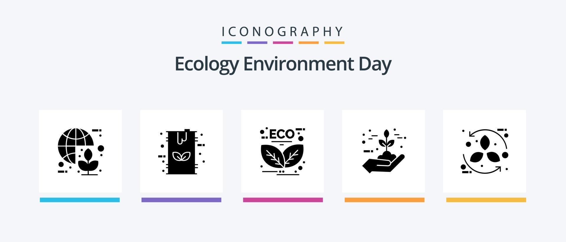 Ecology Glyph 5 Icon Pack Including eco. protection. fuel. leaf. energy. Creative Icons Design vector