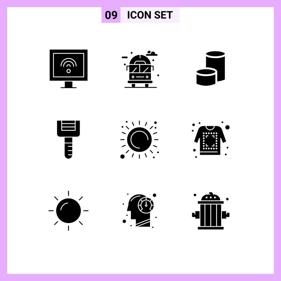 9 iconos creativos signos y símbolos modernos de herramientas solares nova pelador de monedas alimentos elementos de diseño vectorial editables vector