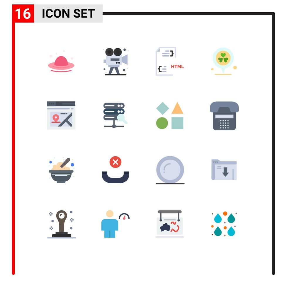 Modern Set of 16 Flat Colors and symbols such as heart location paint flower file Editable Pack of Creative Vector Design Elements