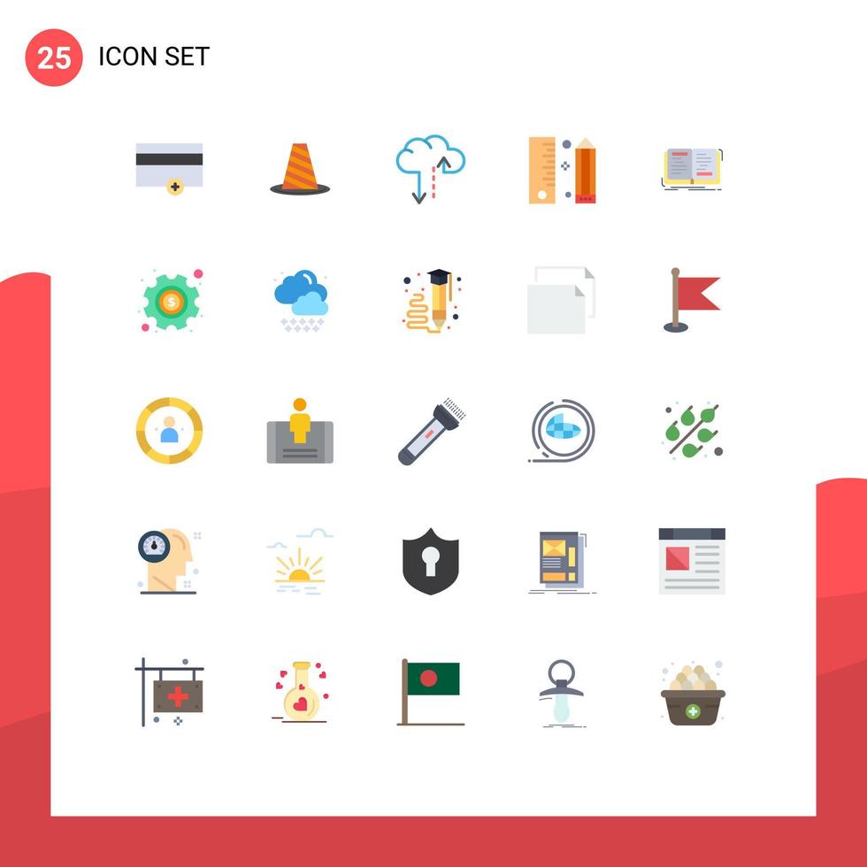 conjunto moderno de 25 colores planos pictograma de desarrollo de programación detener diseño tráfico elementos de diseño vectorial editables vector