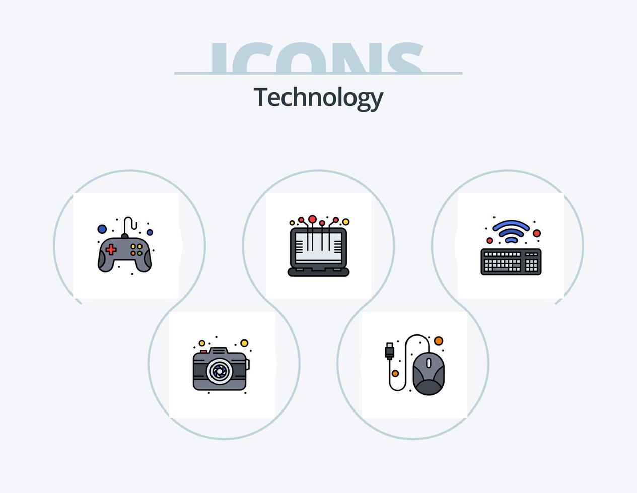 paquete de iconos llenos de línea de tecnología 5 diseño de iconos. . jerarquía. conexión. conexión. ratón vector