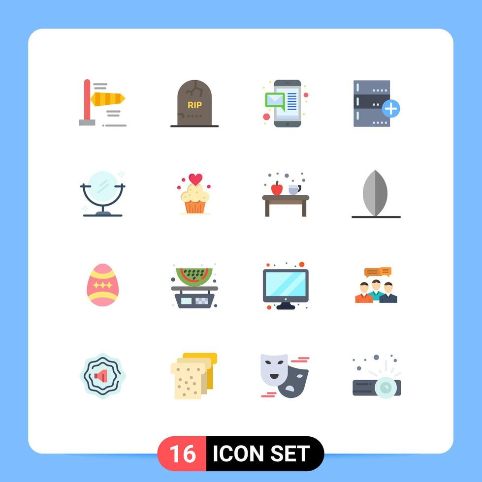 Pictogram Set of 16 Simple Flat Colors of cleaning database email data backup Editable Pack of Creative Vector Design Elements