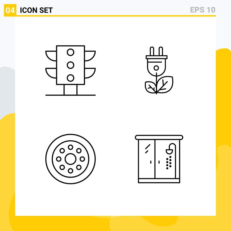 4 Creative Icons Modern Signs and Symbols of light velg biomass power home Editable Vector Design Elements