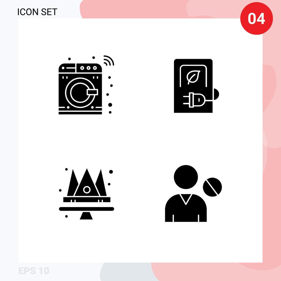 User Interface Solid Glyph Pack of modern Signs and Symbols of control crown washing electric king Editable Vector Design Elements