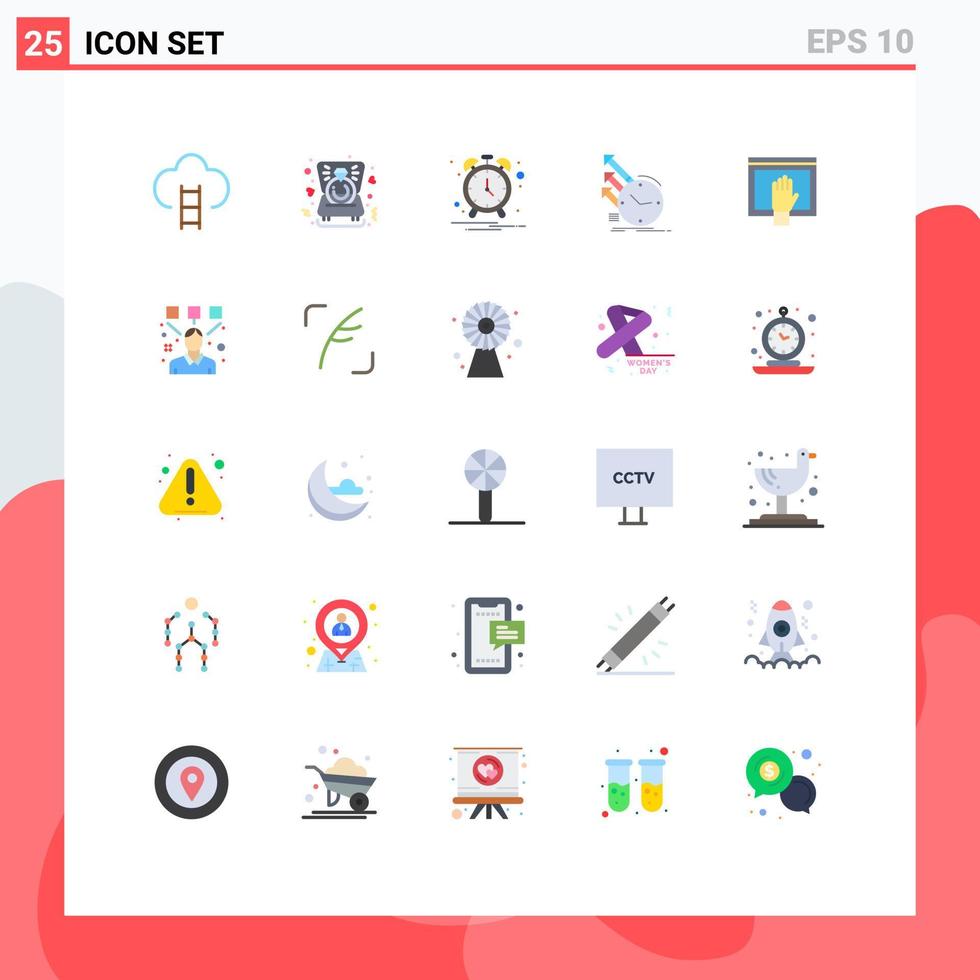 25 Universal Flat Color Signs Symbols of access regularities wedding of detection Editable Vector Design Elements