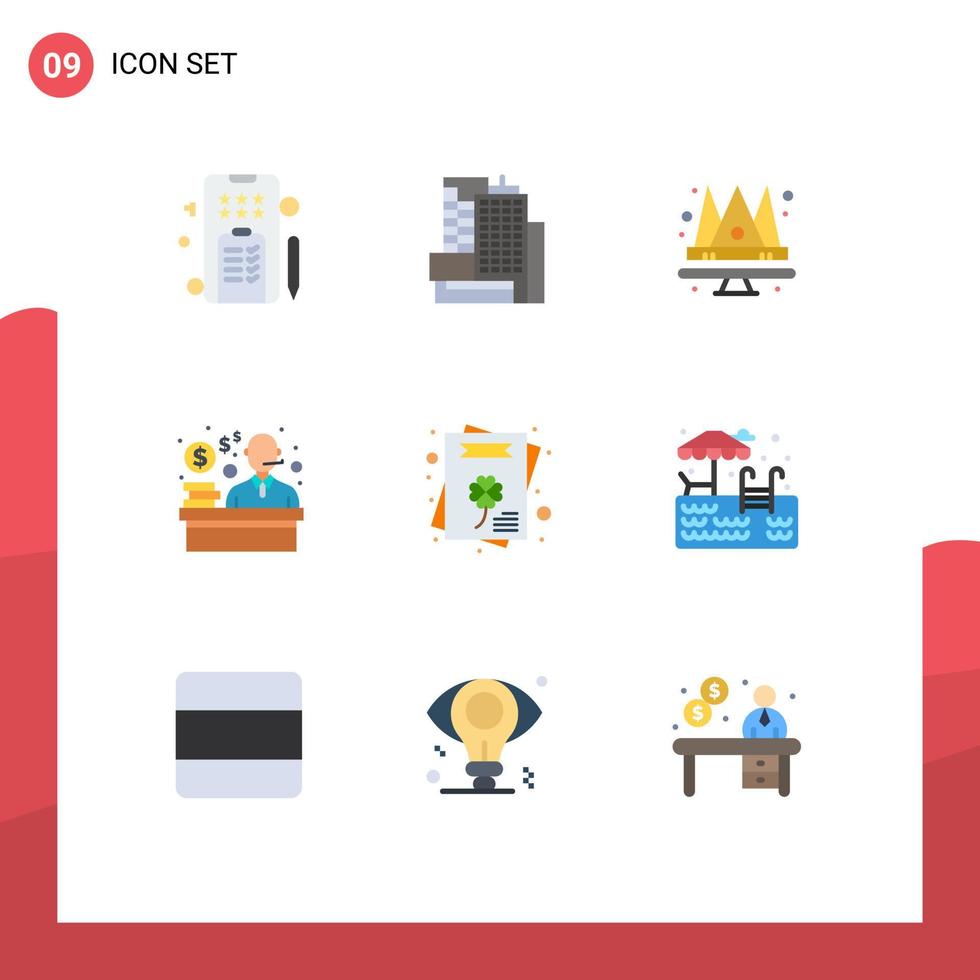 9 Flat Color concept for Websites Mobile and Apps park invitation king greeting card shopping Editable Vector Design Elements