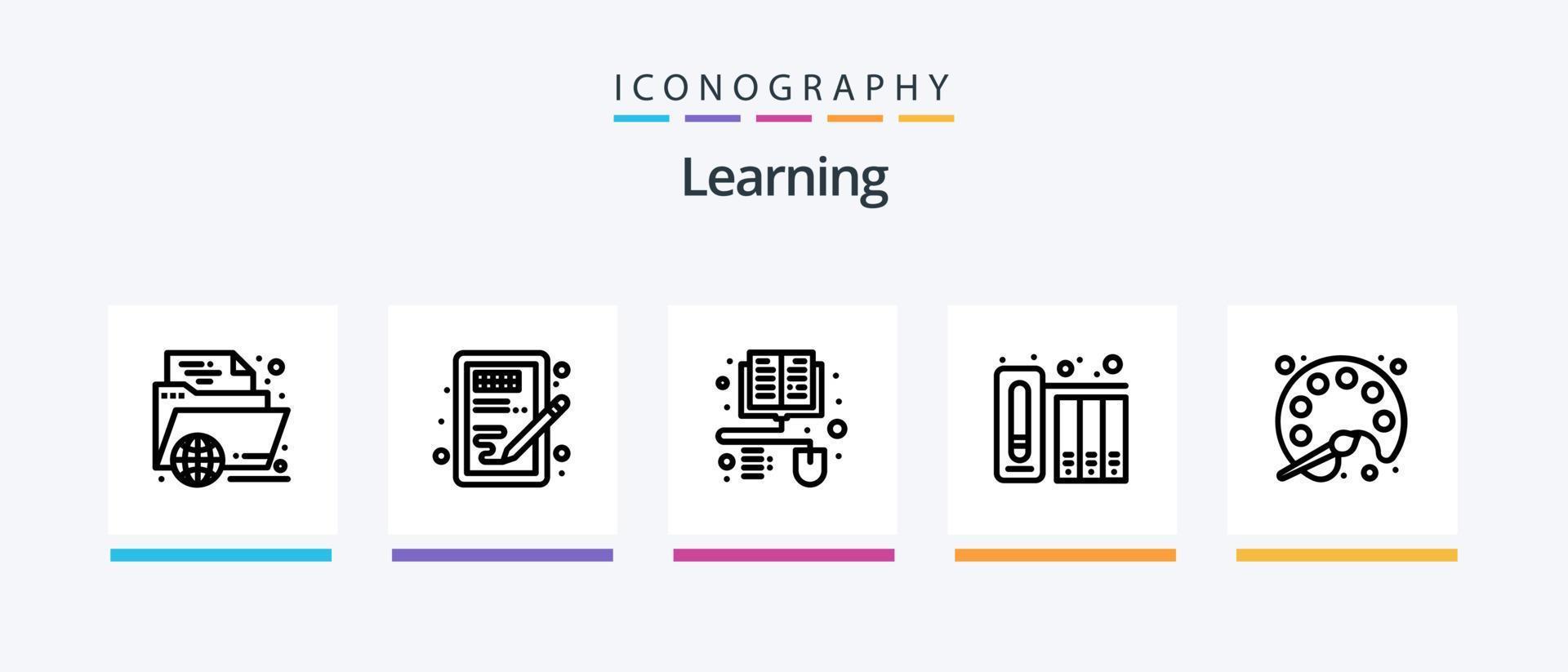 Learning Line 5 Icon Pack Including tutorial. internet. learning. study time. learning. Creative Icons Design vector