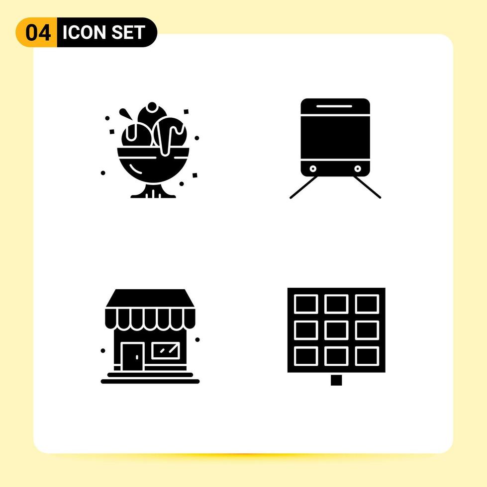 Stock Vector Icon Pack of 4 Line Signs and Symbols for birthday store party train panel Editable Vector Design Elements