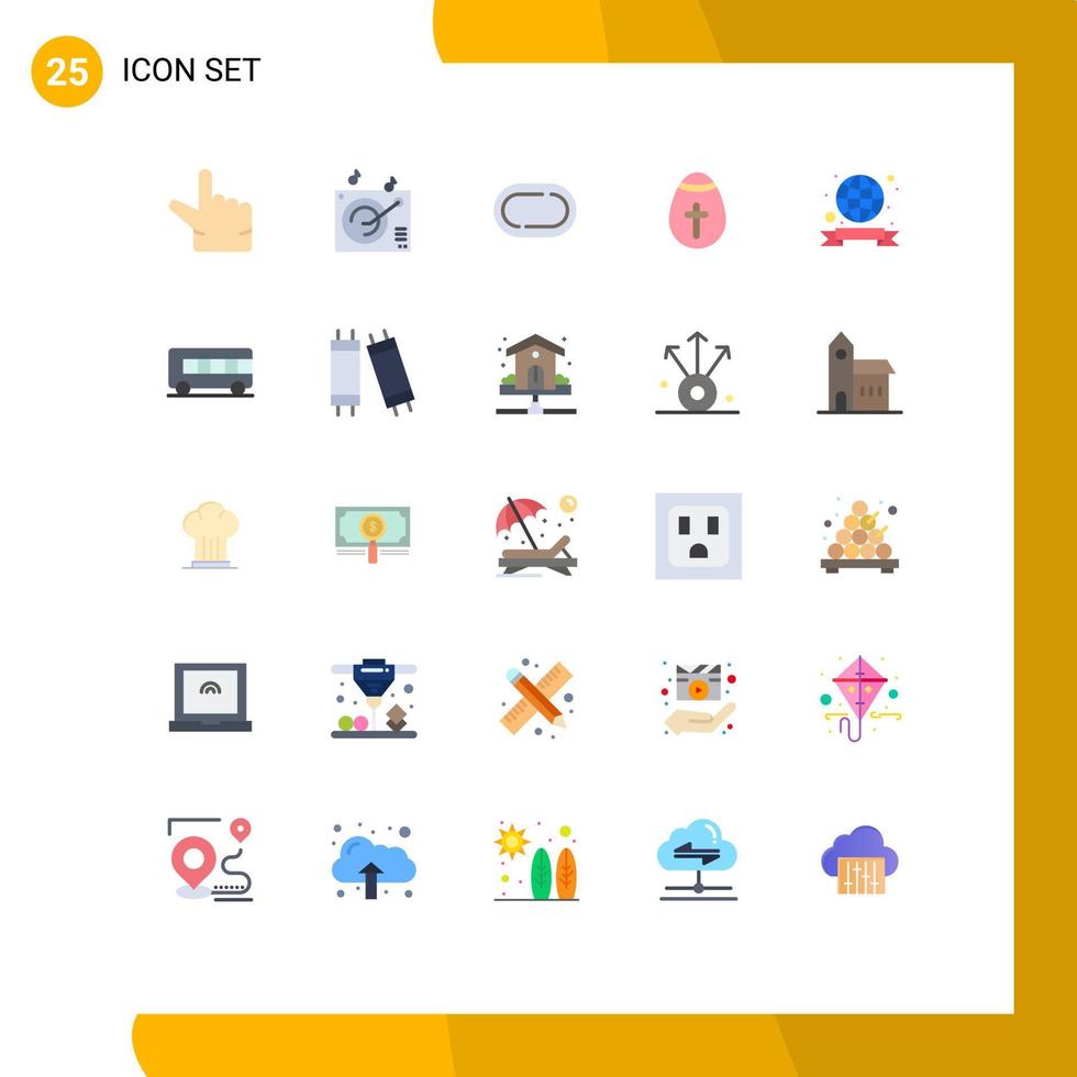 25 User Interface Flat Color Pack of modern Signs and Symbols of transport earth easter egg badge green Editable Vector Design Elements