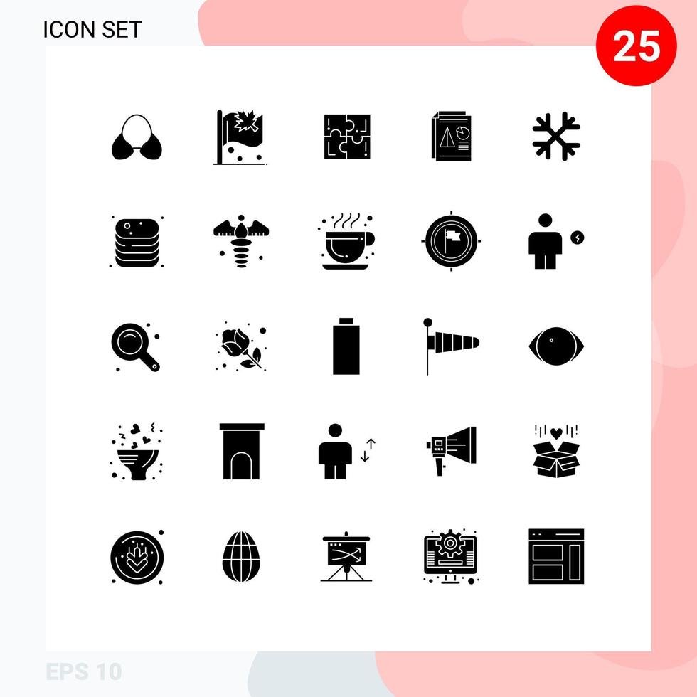 25 Thematic Vector Solid Glyphs and Editable Symbols of chart presentation sign report sport Editable Vector Design Elements