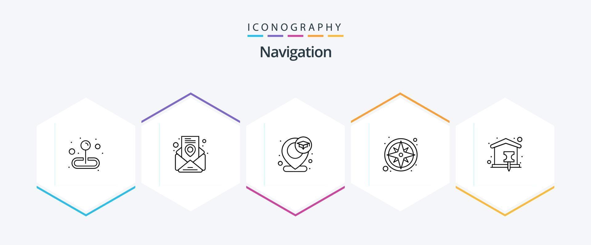 Navigation 25 Line icon pack including location. navigation. location. direction. gps vector