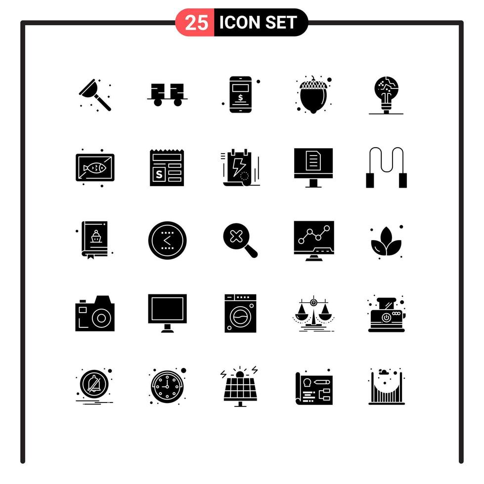 25 Solid Glyph concept for Websites Mobile and Apps fail concept lift truck nut food Editable Vector Design Elements