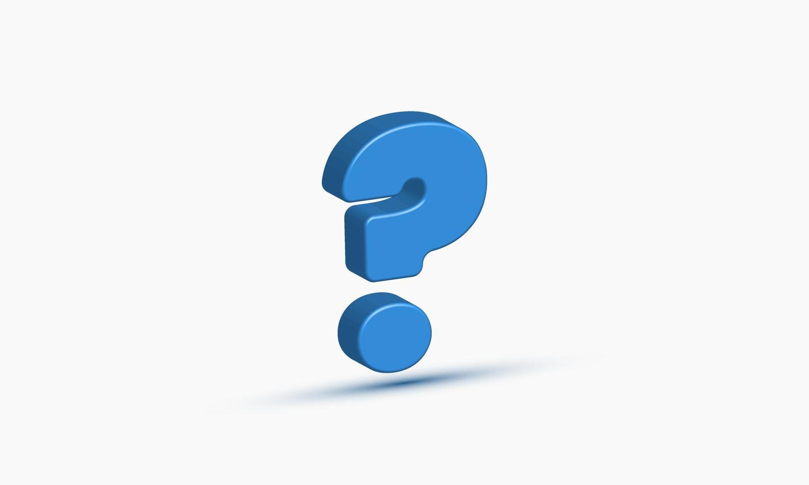illustration realistic blue question mark vector symbol icon 3d