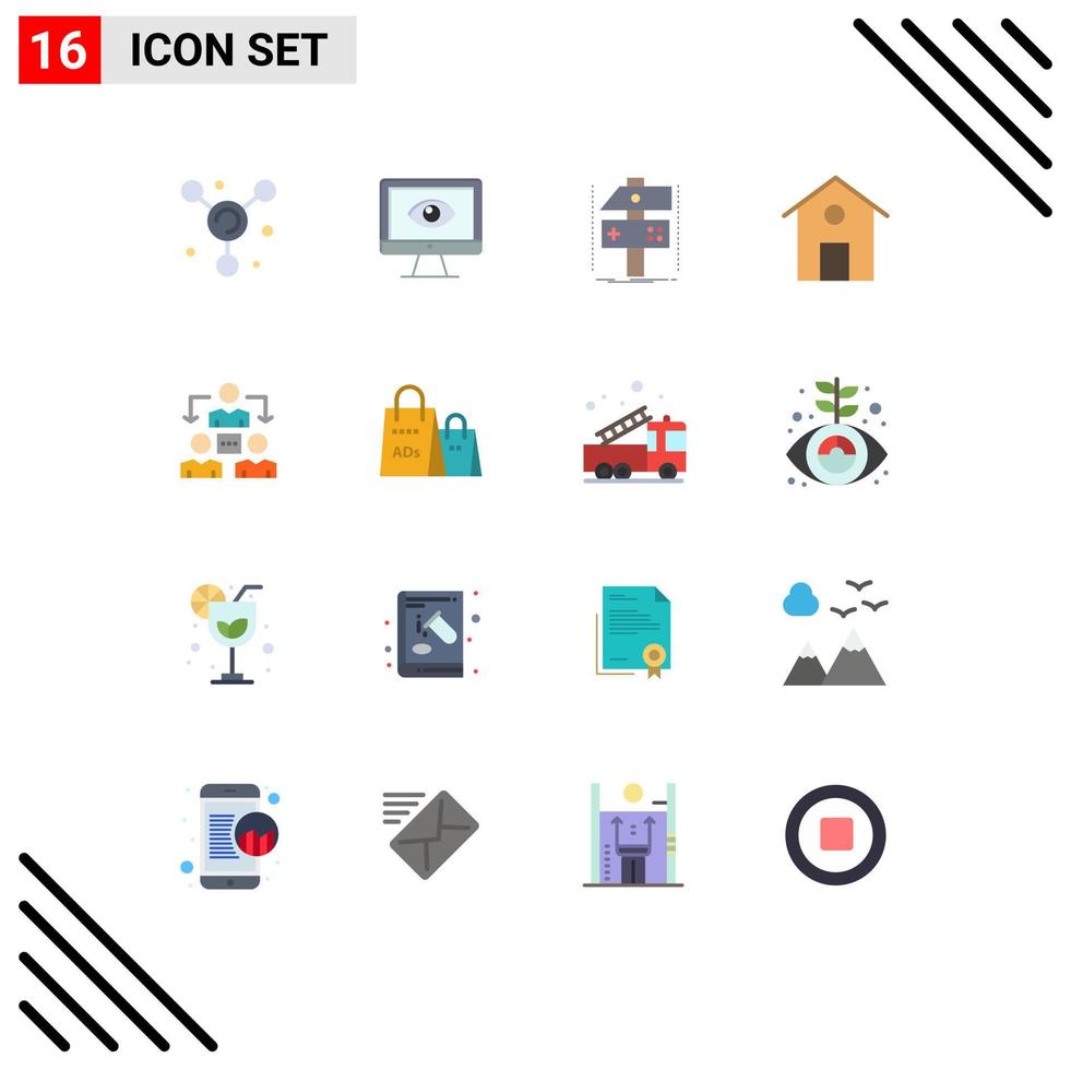 16 iconos creativos signos y símbolos modernos de casa de conexión reloj desarrollador de casa paquete editable de elementos creativos de diseño de vectores