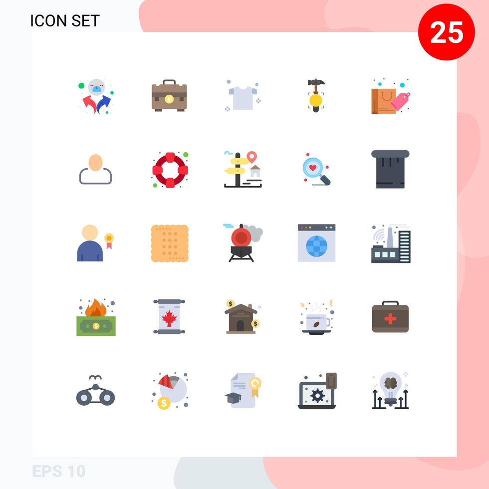 25 iconos creativos, signos y símbolos modernos de bolsas de compras, herramientas de ropa, elementos de diseño vectorial editables vector