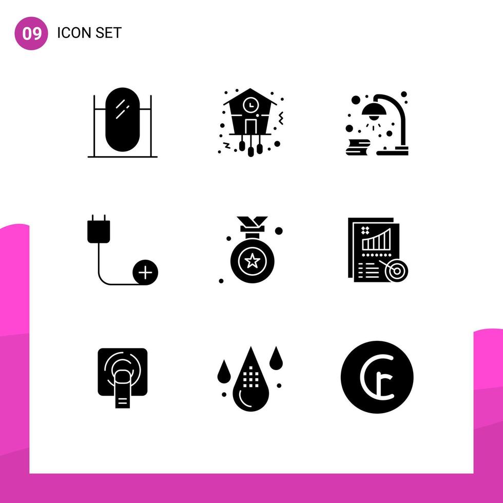 9 Universal Solid Glyphs Set for Web and Mobile Applications devices computers time add revision Editable Vector Design Elements