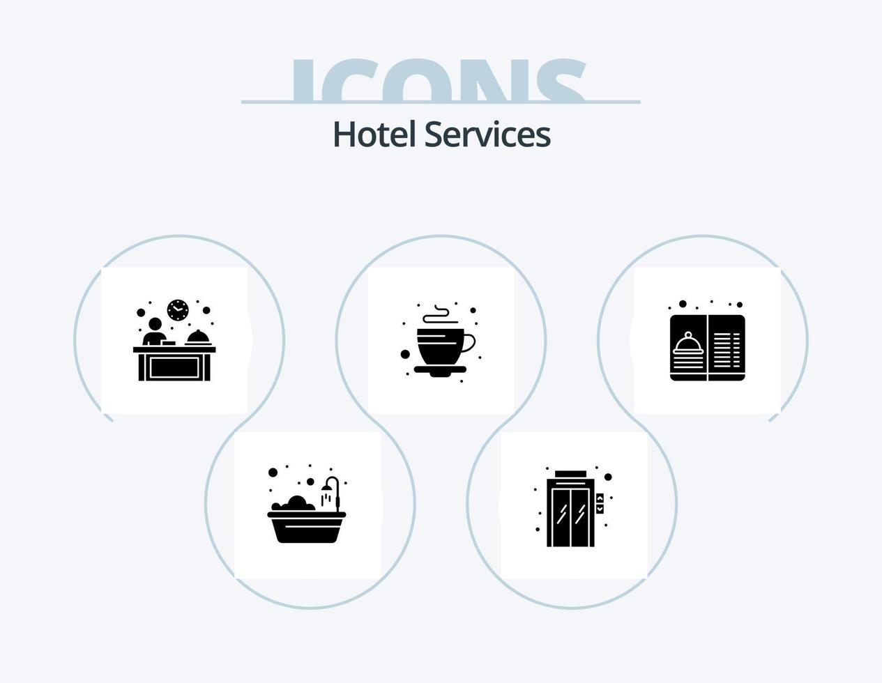 servicios de hotel glyph icon pack 5 diseño de iconos. servicio. hotel. hotel. café. caliente vector
