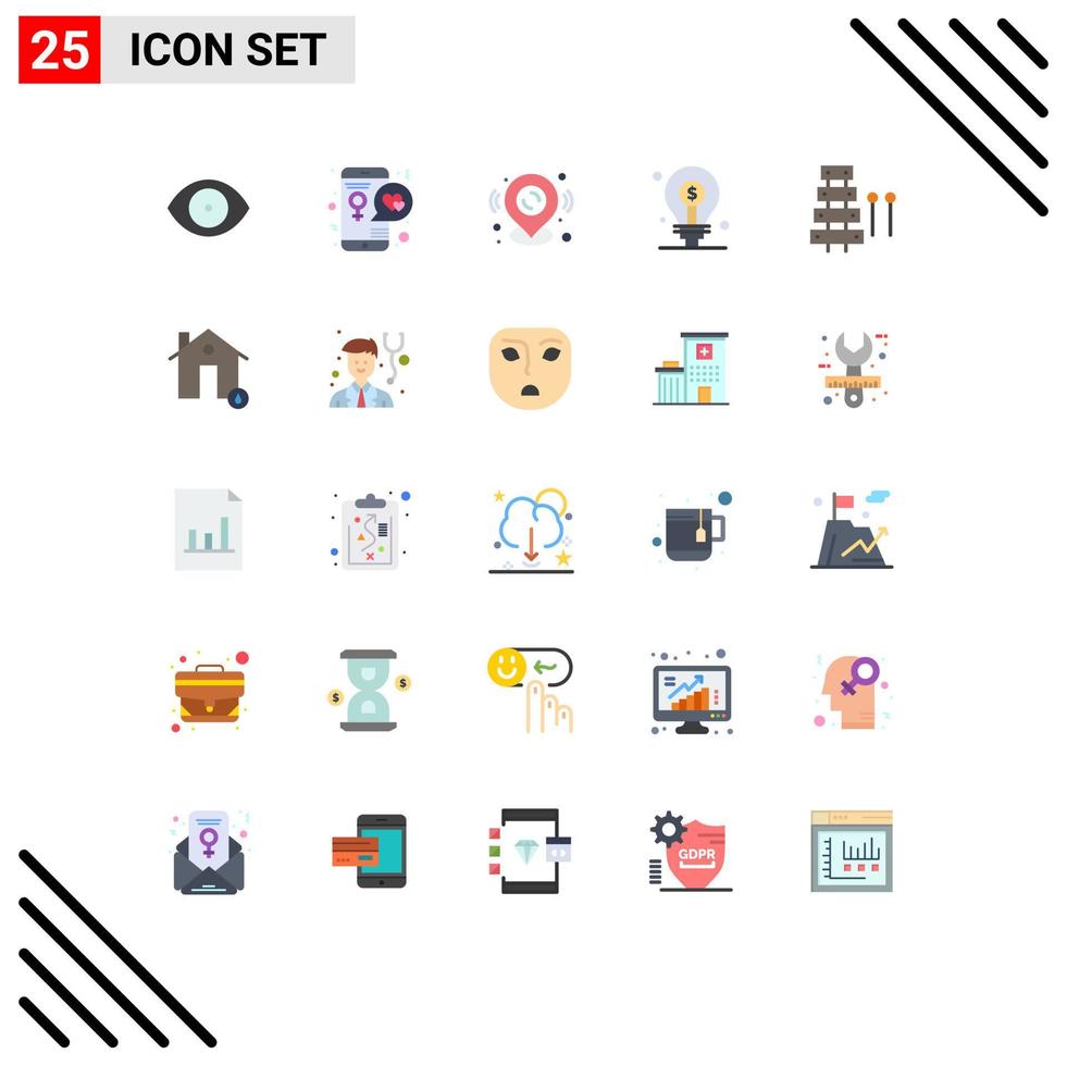 Set of 25 Commercial Flat Colors pack for investment idea mobile business map pin Editable Vector Design Elements