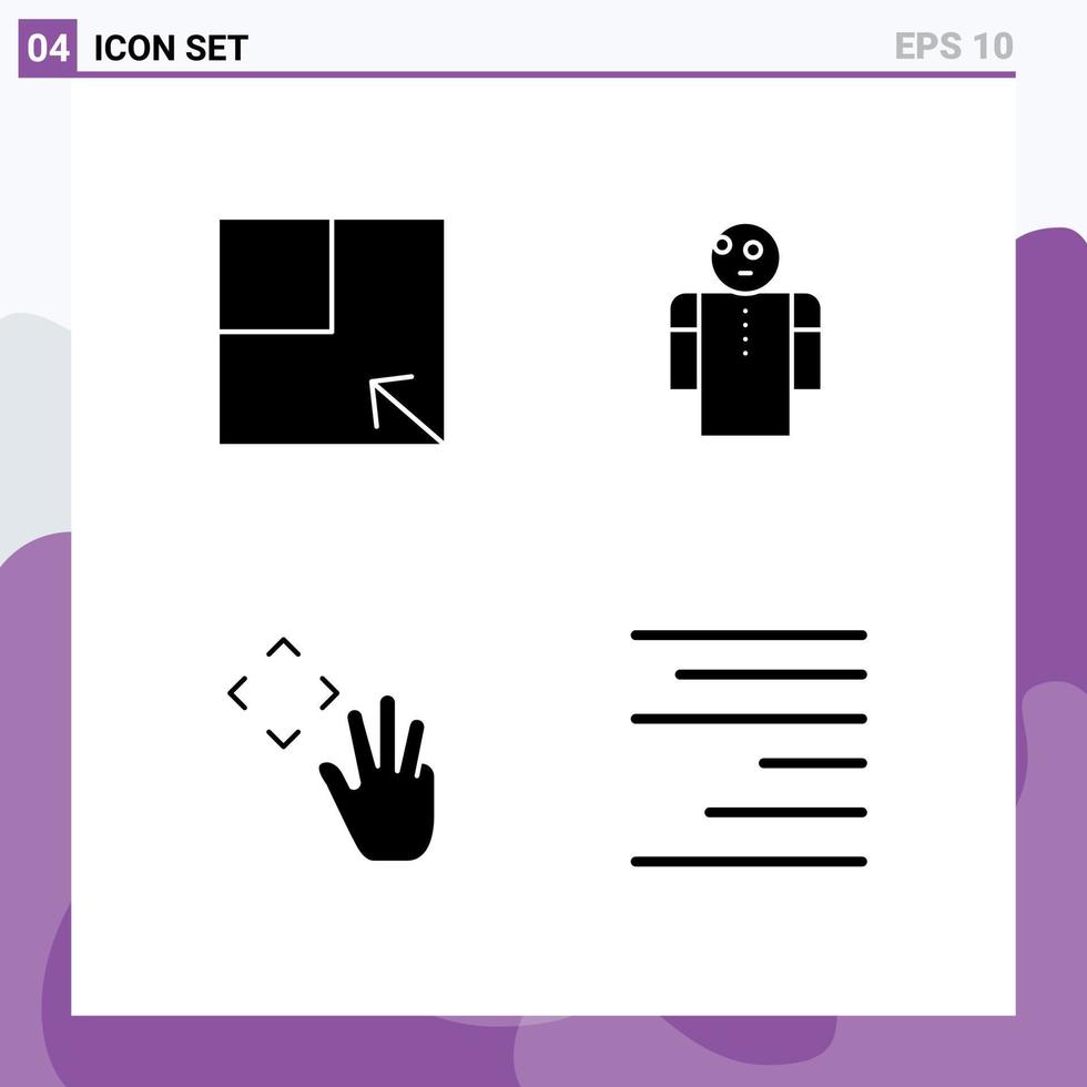 Modern Set of 4 Solid Glyphs and symbols such as layout up arms person align Editable Vector Design Elements