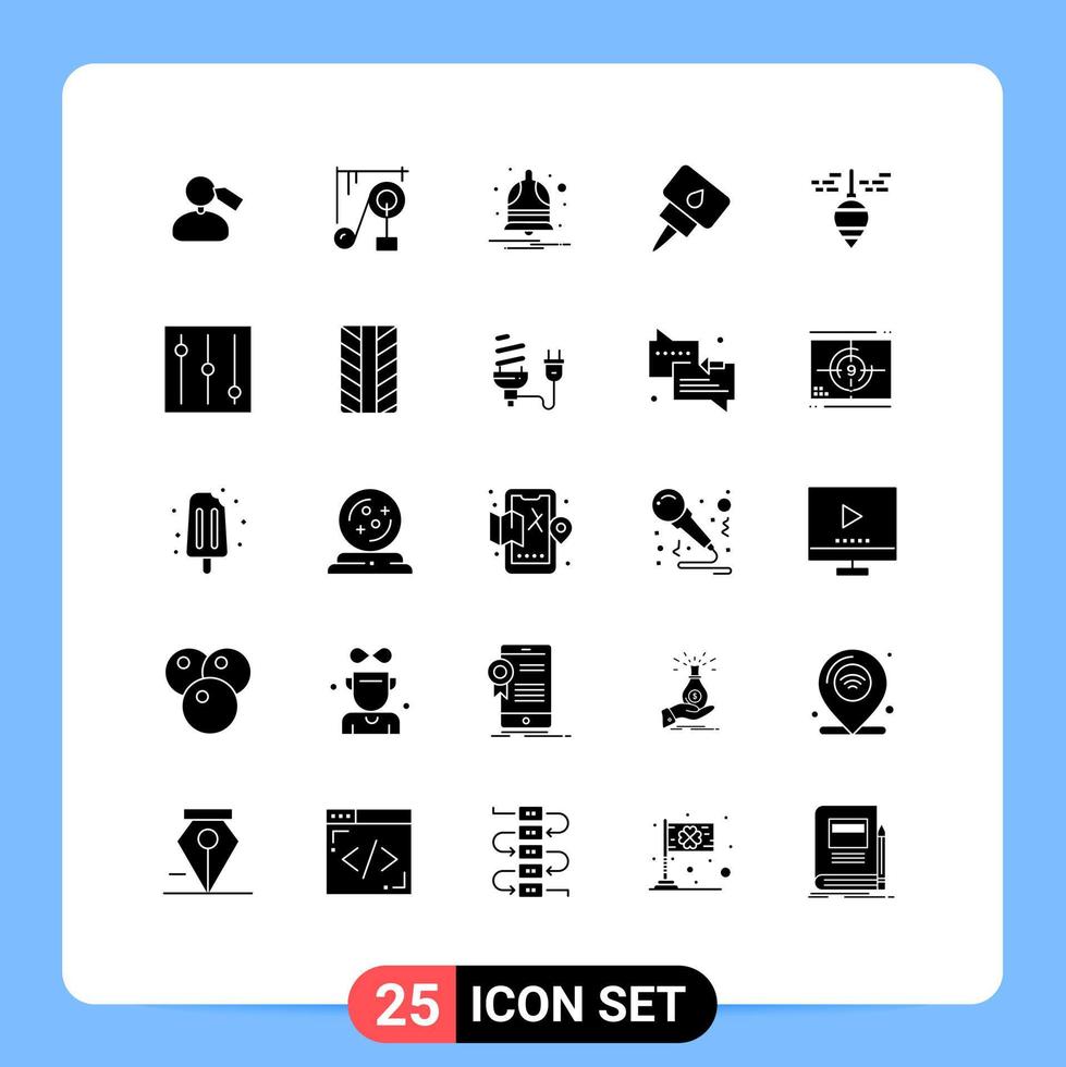 Pack of 25 creative Solid Glyphs of plumb bob plumb bell oil engine Editable Vector Design Elements