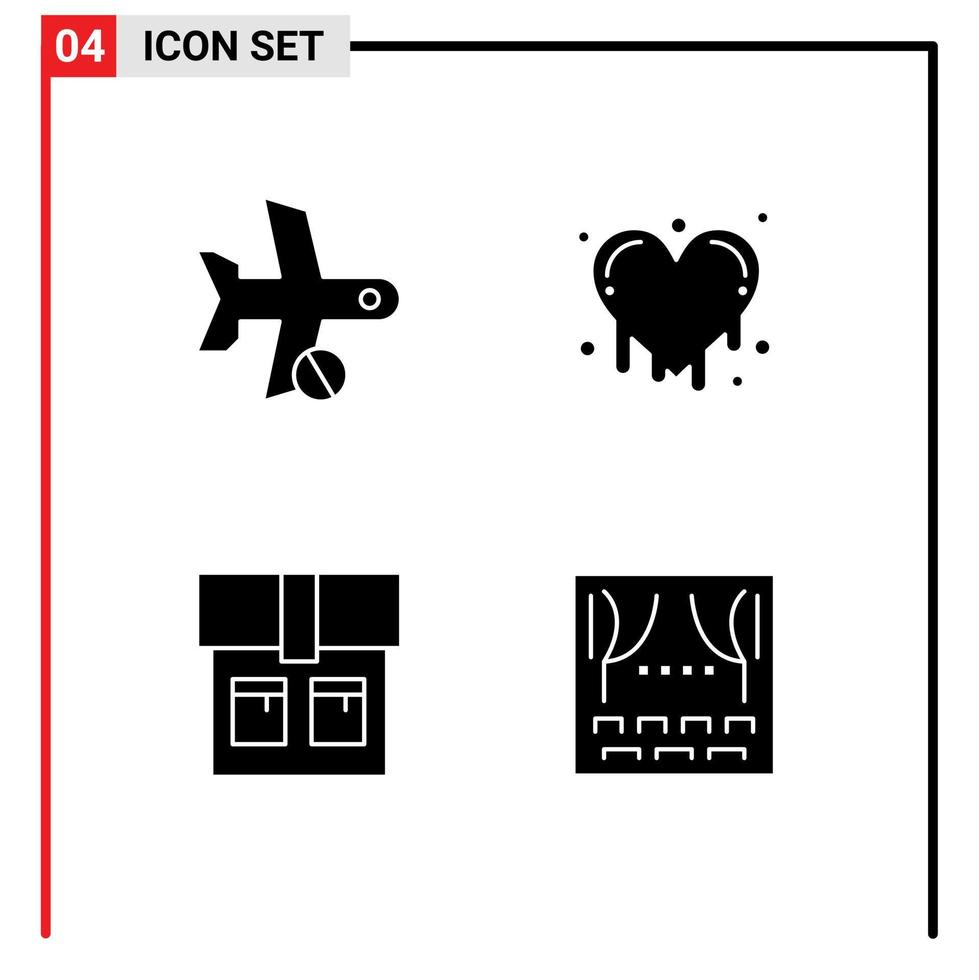 Set of 4 Modern UI Icons Symbols Signs for cancel fashion transport crazy love event Editable Vector Design Elements