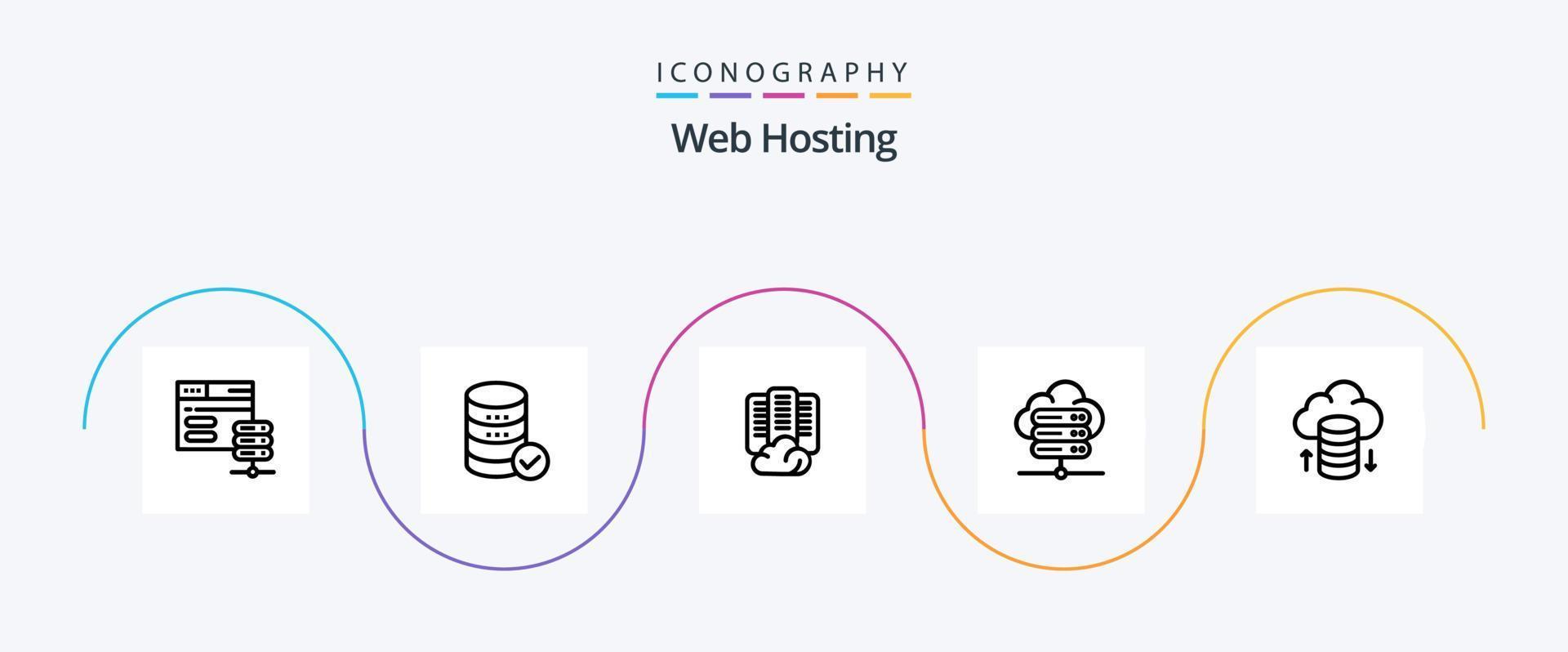 Web Hosting Line 5 Icon Pack Including network server . service . server. center vector