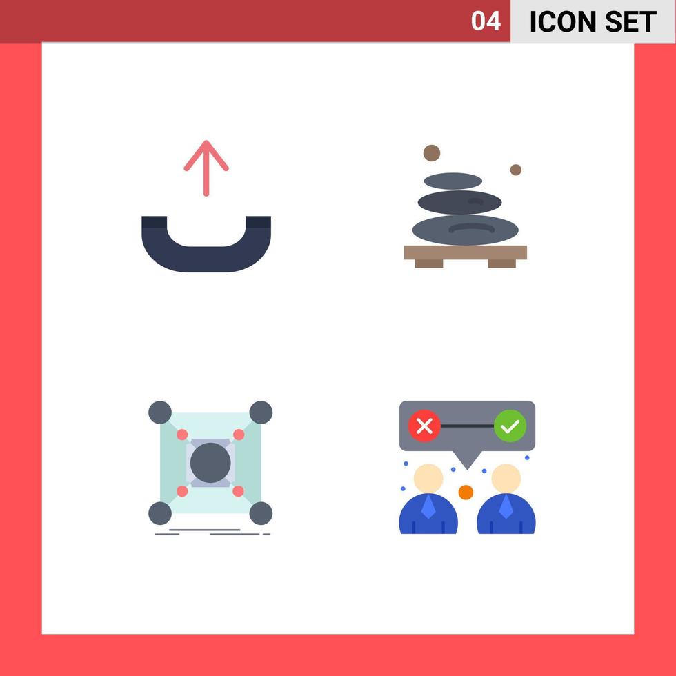 4 Thematic Vector Flat Icons and Editable Symbols of call center hot spa data Editable Vector Design Elements