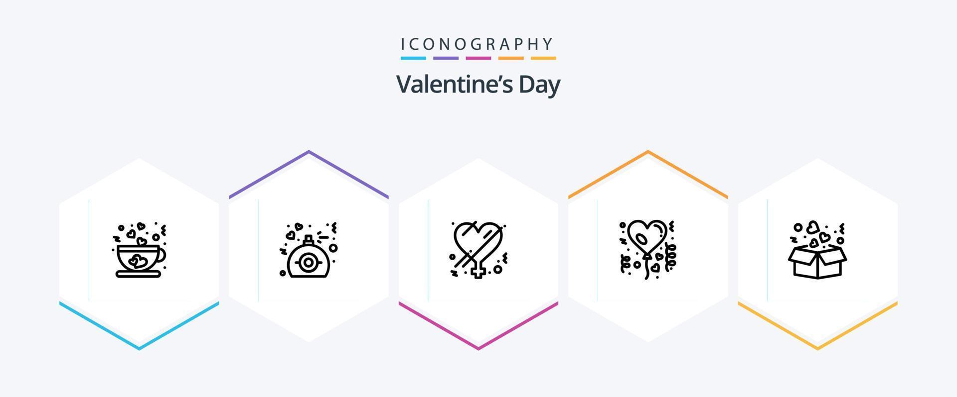 Valentines Day 25 Line icon pack including delivery. celebration. female. love. affection vector